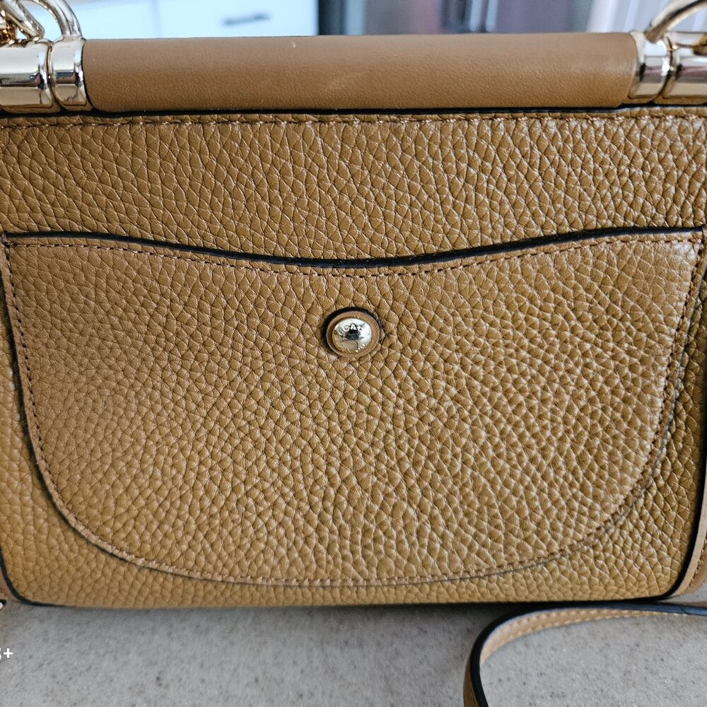 RARE NWOT COACH PEBBLED LEATHER SUEDE TAN TURNLOCK SHOULDER HANDBAG BAG TOTE - Picture 6 of 16